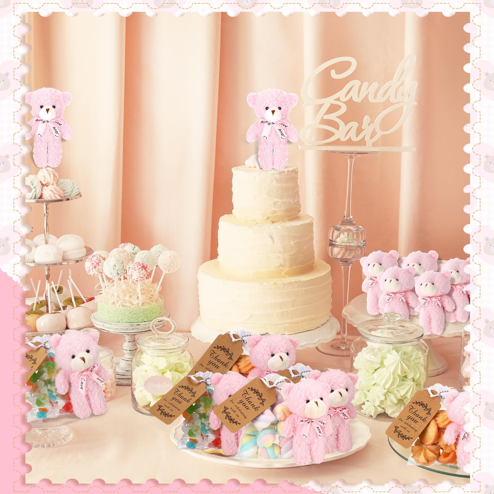 60 Pcs Tiny Stuffed Bear Baby Shower Decorations, Include 4.7 Inch Soft Bear ...