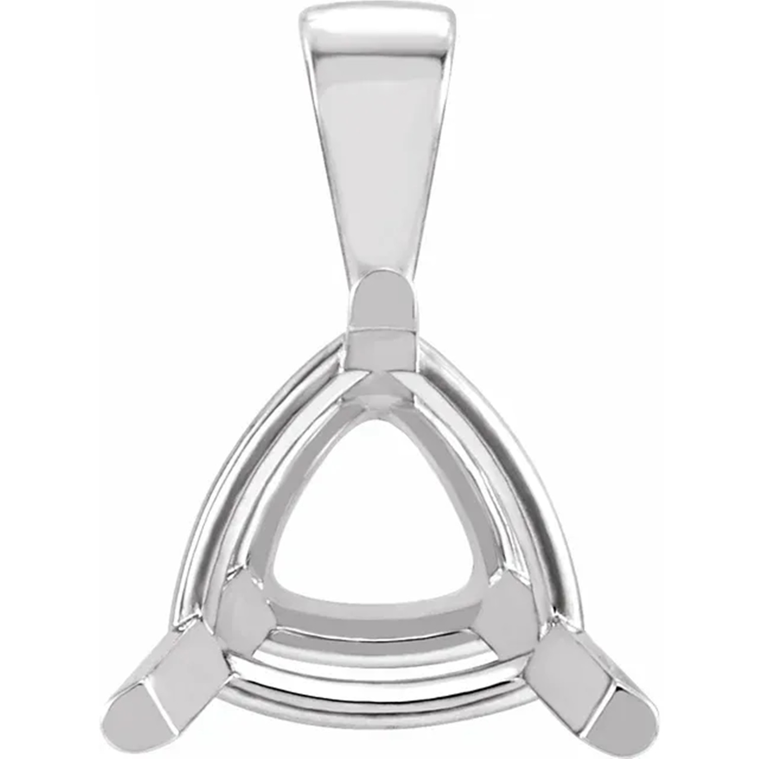 Pendant Mounting 14K White Gold Trillion Cut 3 Prong Single Bail Basket Setting
