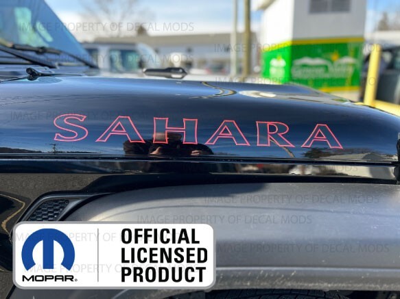 Set of 2: Jeep Wrangler SAHARA Hood decals stickers graphics red black FK2D3