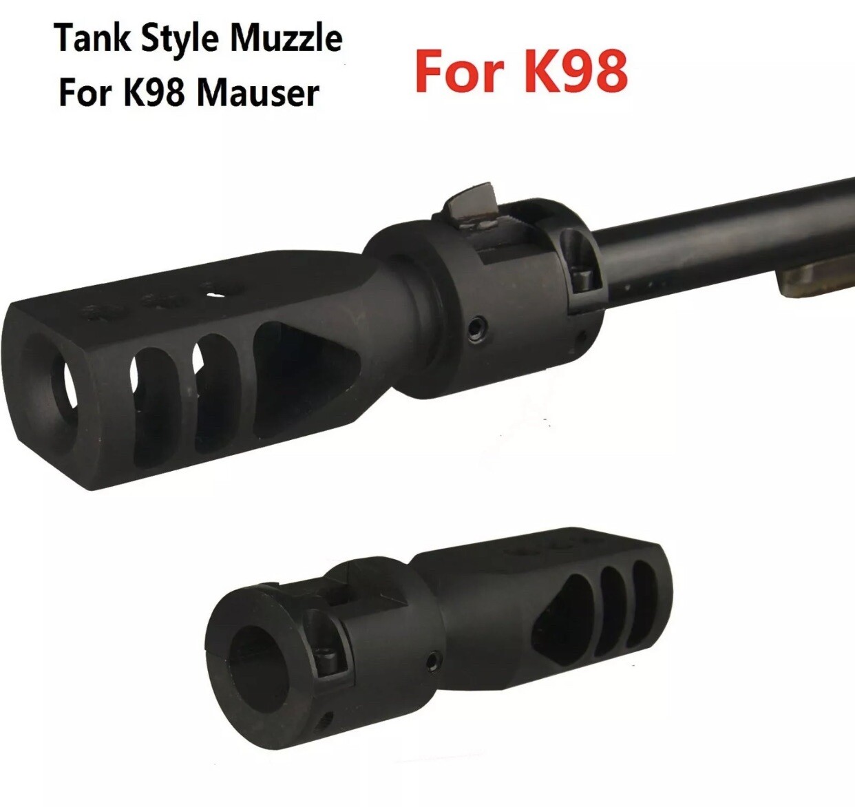 Steel K98 Competition Tanker Muzzle Brake Compensator Triangular Baffles