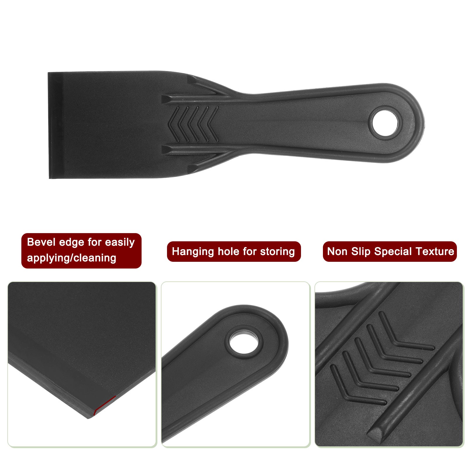 10 Pack Putty Scraper 2" Width 6mm Thin Plastic Putty Knife Black