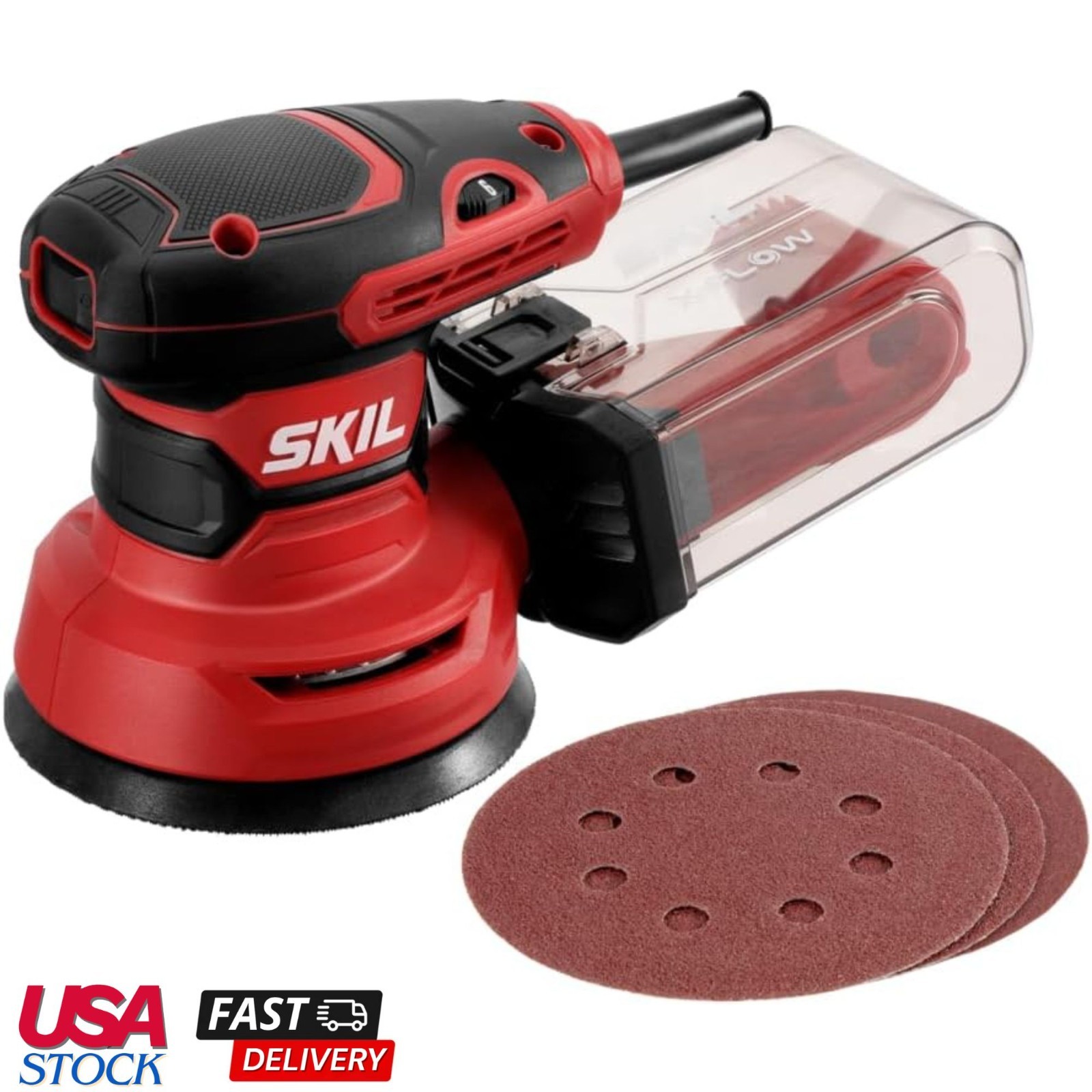 Random Orbital Sander Variable Speeds Dust Catcher Drywall Auto Body Woodworking