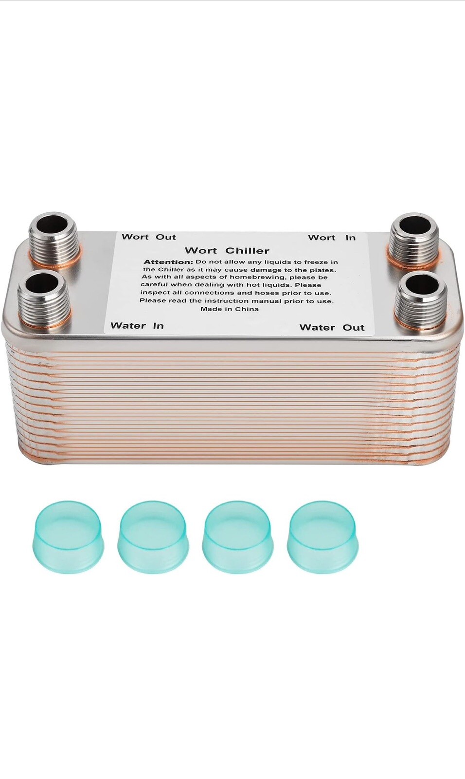 FERRODAY Wort Chiller 30 Plate 1/2 NPT Plate Chiller Stainless Steel Brazed P...