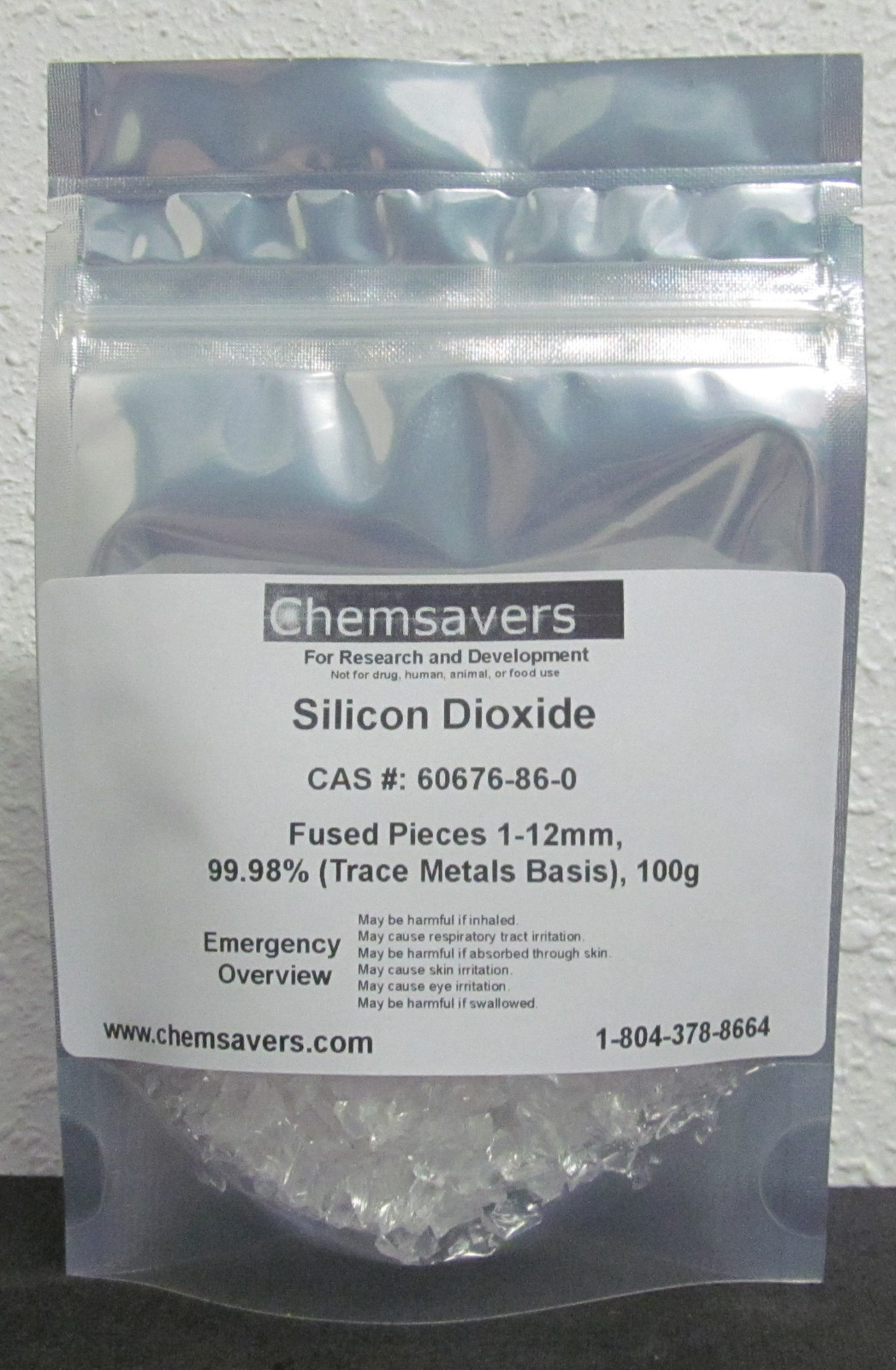 Silicon Dioxide, Fused Pieces 1-12mm, 99.98% (Trace Metals Basis), 100g