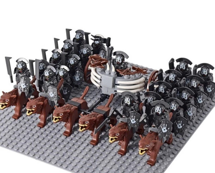 21 NEW CUSTOM Lego Lord of the Rings Uruk-hai Minifigs Orc Army Wolves Chariot