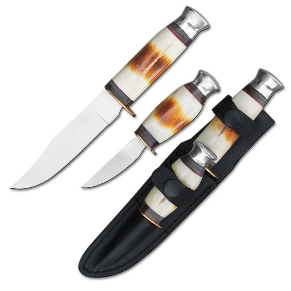 Bone Handle RA-1012-A Skinner Combo Hunting Knife Set Sheath Outdoors