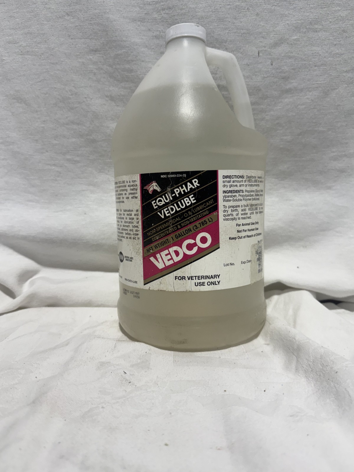 Equi-Phar Vedlube OB Lubricant 1 Gallon Vedco Veterinary Obstetrical Jelly Jug