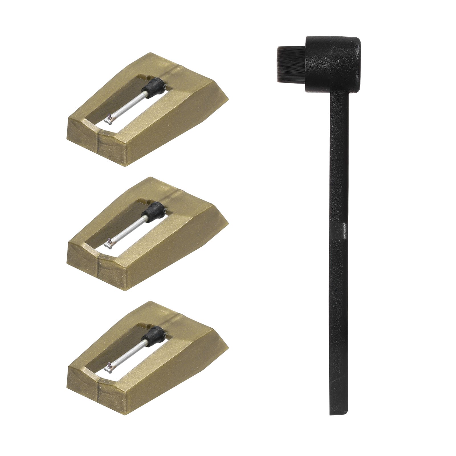 3 Pack Record Player Needle, Replacement Record Needle with Cleaning Brush, Gold