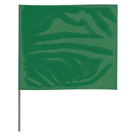 Zoro Select 4518G-200 Marking Flag, Vinyl, 18" Wire Staff, Solid, 18" L., 100