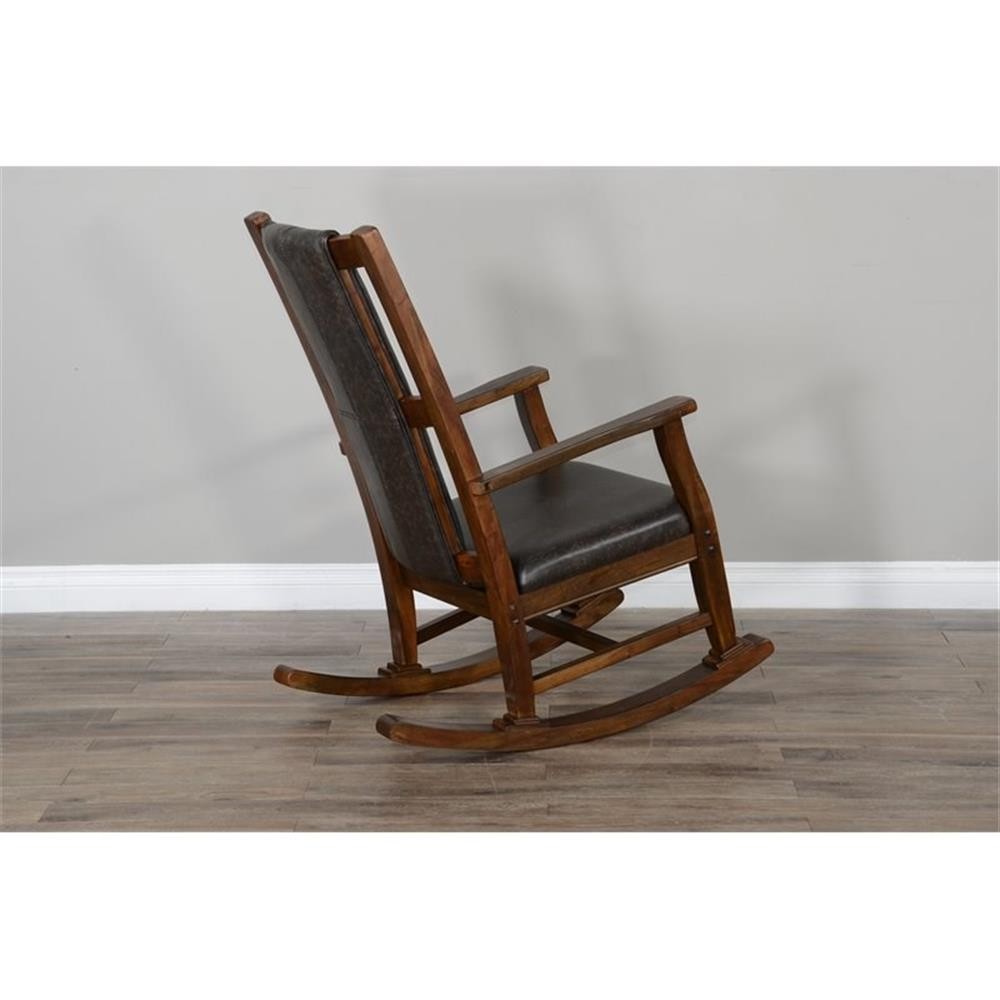 Pemberly Row Set of 2 Farmhouse Mahogany Wood Rocking Chair in Dark Brown