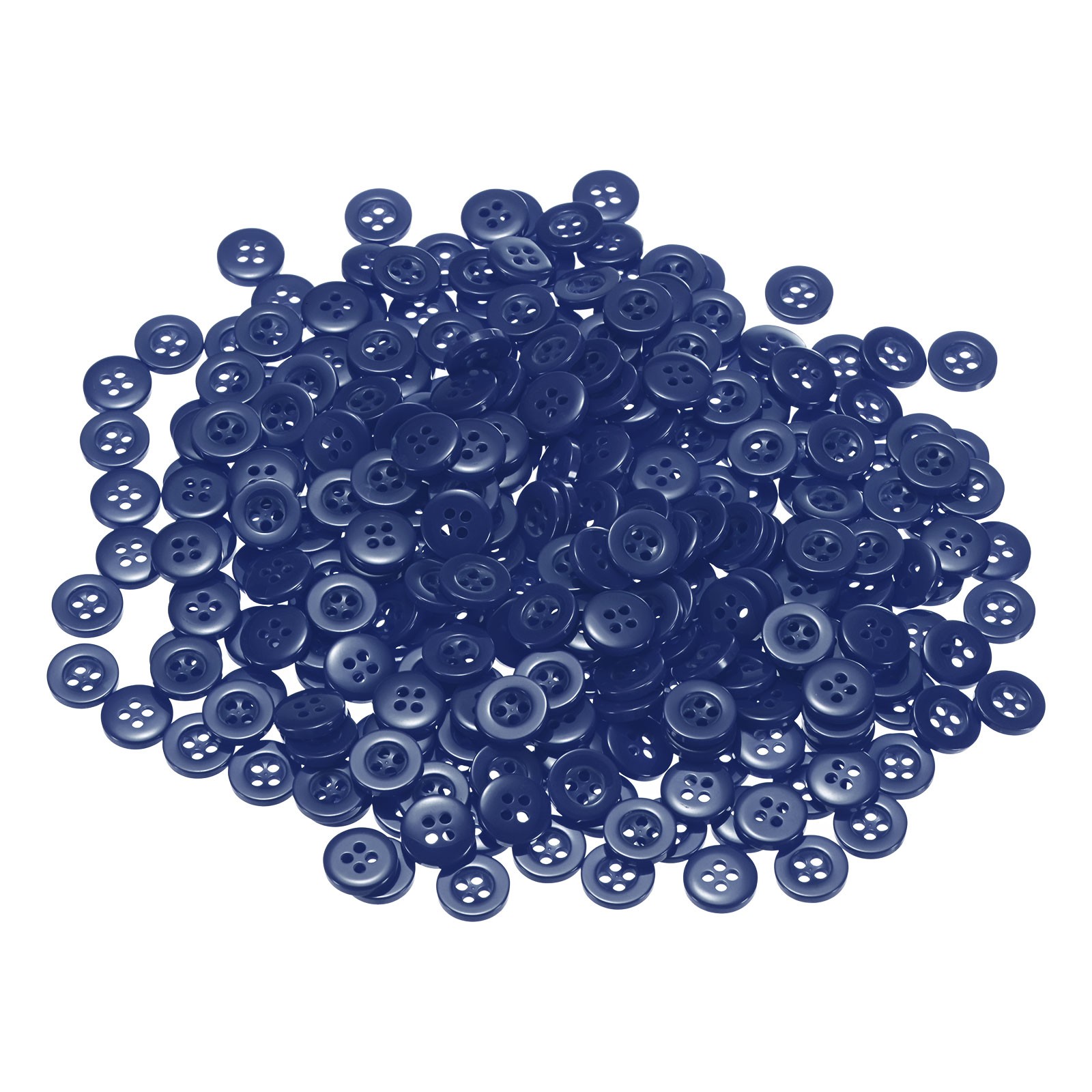 100pcs Resin Sewing Buttons 3/8" Round Flat 4-Hole Craft Buttons Navy Blue