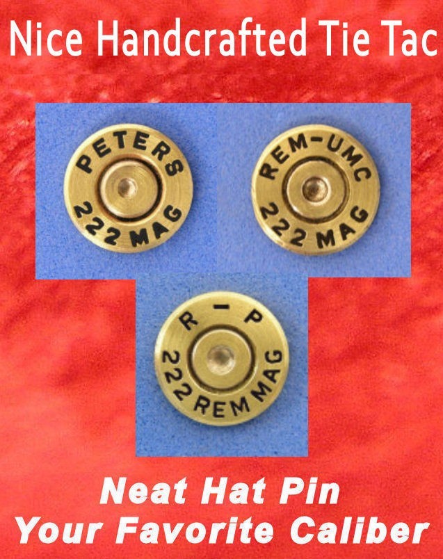 222 REM MAG Cartridge Hat Pin Shooting Jacket Pin Tie Tack Gun Ammo Lapel