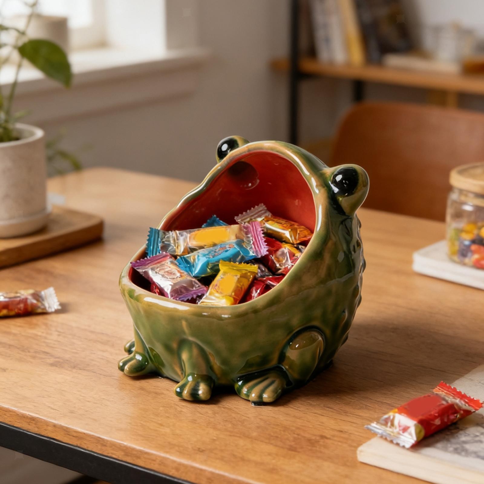 Frog Candy Jar Frog Sculpture Multifunctional Snack Holder Lightweight
