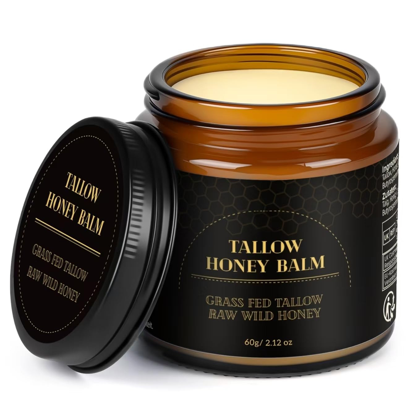 Beef Tallow for Skin, Tallow and Honey Balm for Face Moisturizer Balm, 100% Natu