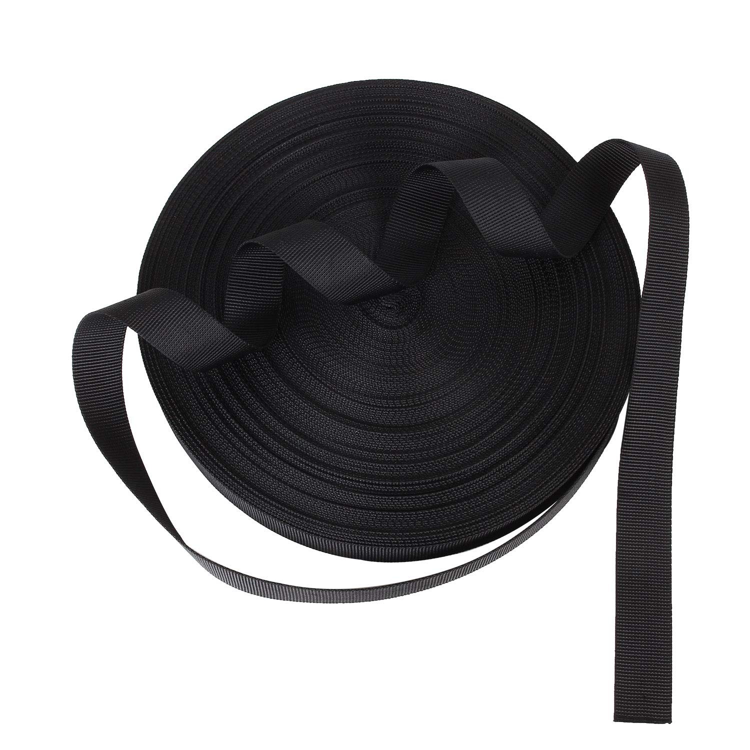 1 Inch Heavy Duty Nylon Webbing 50 Yards Black Nylon Strapping Flat Webbing Stra