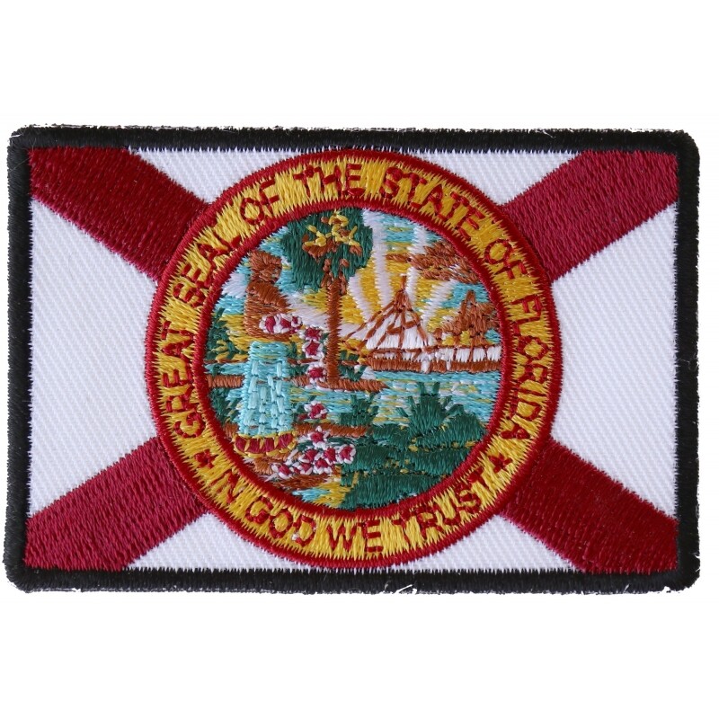 Embroidered Patch (Iron-On or Sew-On), State of Florida Flag Patch, 3" x 2"