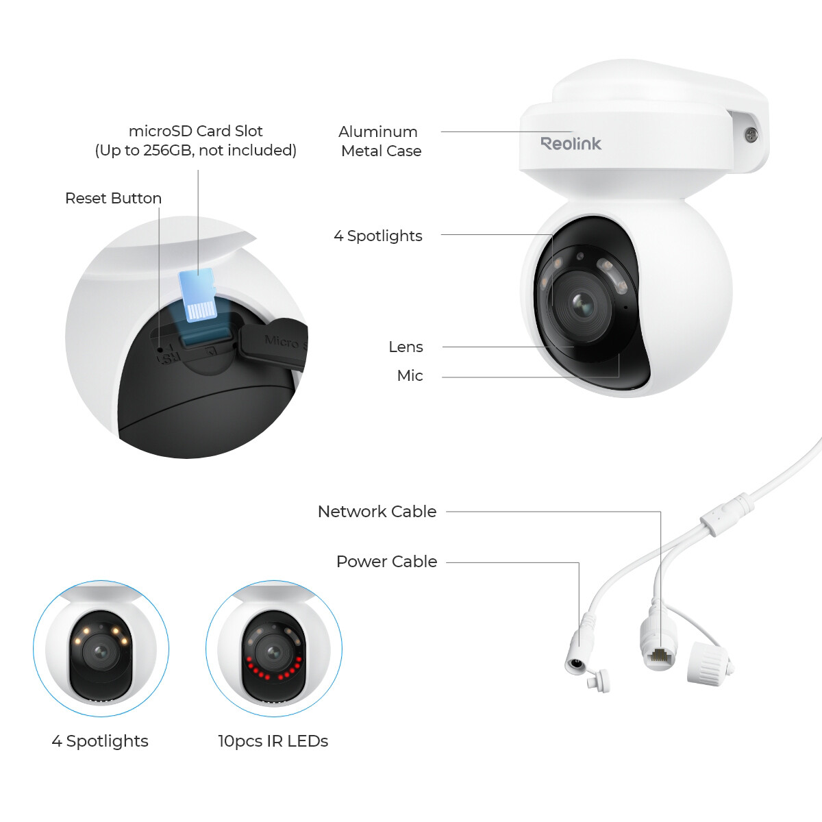 Reolink 2pcs E1 Outdoor SE PoE 8MP Security Camera Auto-Tracking 360° Coverage