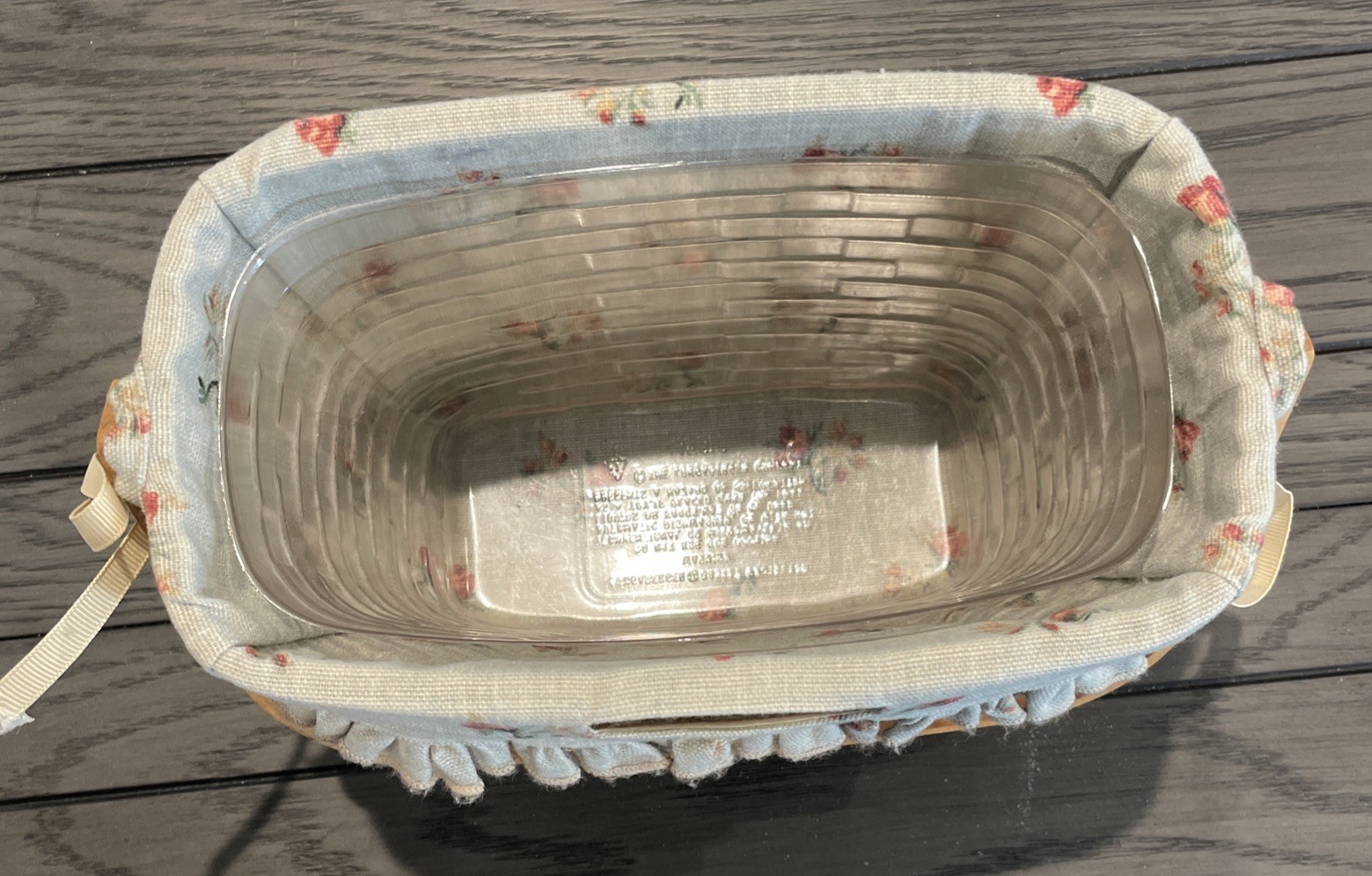 1998 Longaberger Dresden Tour Basket Liner & Protector Handled
