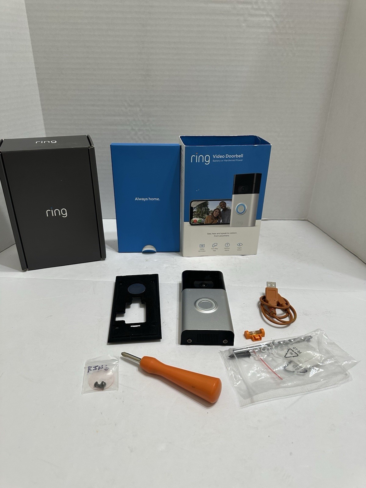 Ring Video Doorbell Security Camera Video Audio Silver *USED READ* Model 5UMSE5
