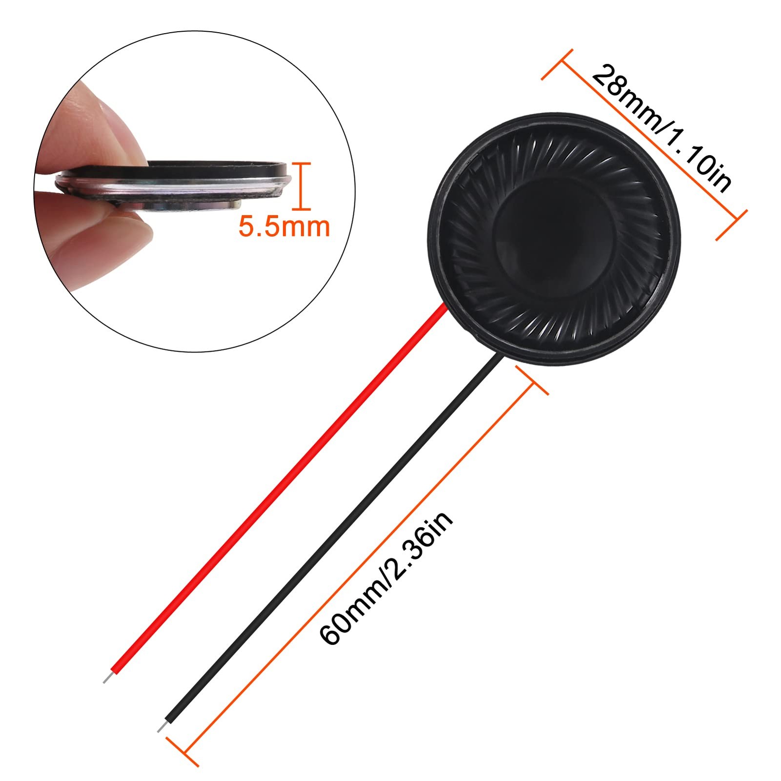 8Pcs 8 Ohm 2W Speaker 8ohm Round 8 withoutTerminal, 8O