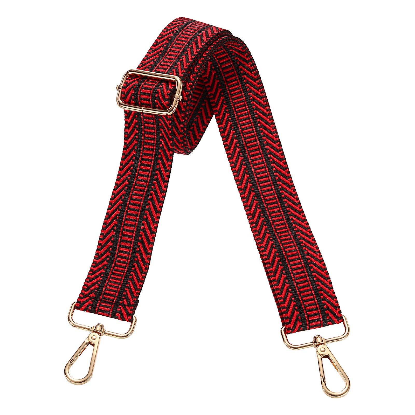 Purse Straps Replacement Crossbody with Light Gold Buckle, Stripe Red