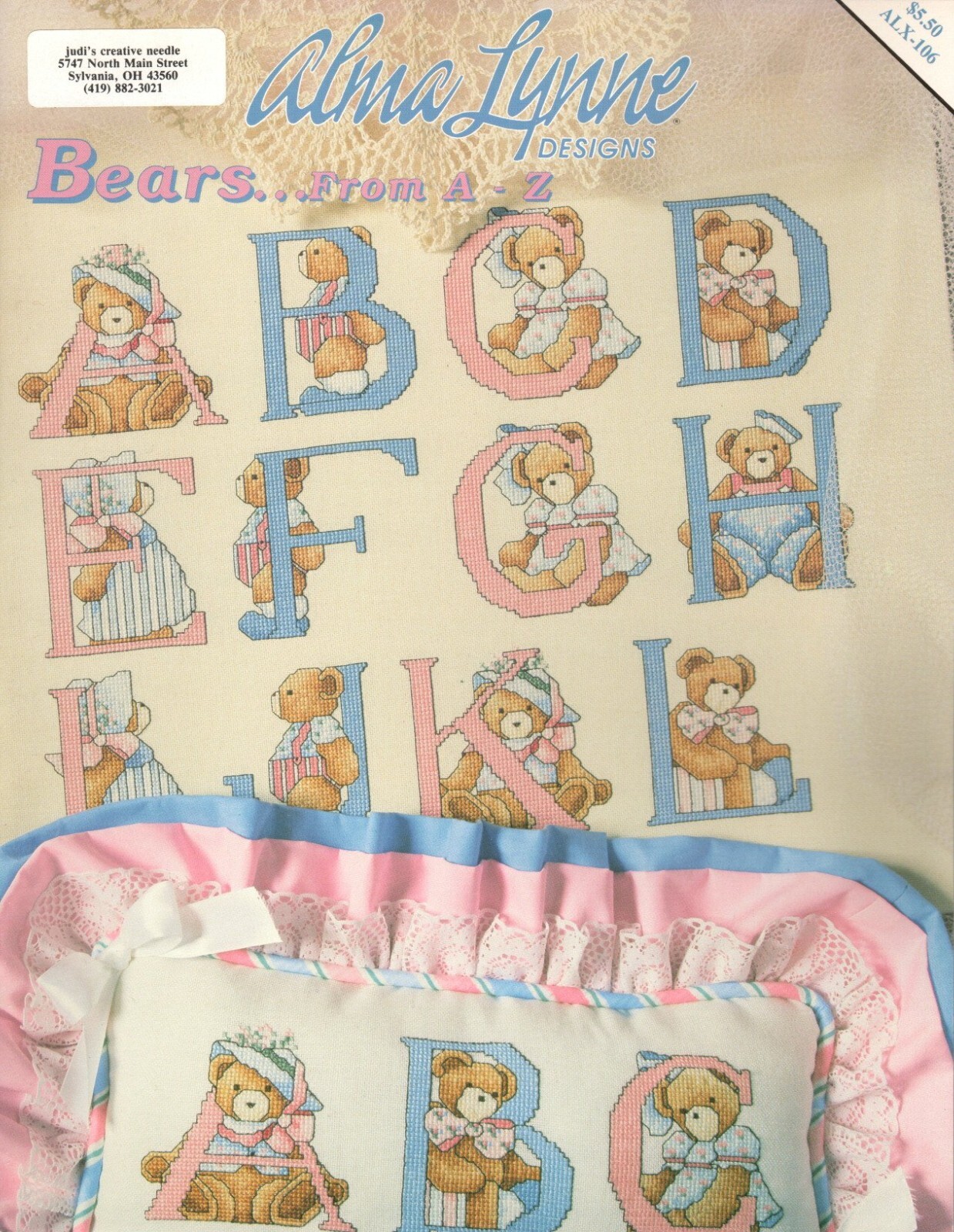 Alma Lynne ALX-106 BEARS...FROM A - Z Cross Stitch Pattern Leaflet
