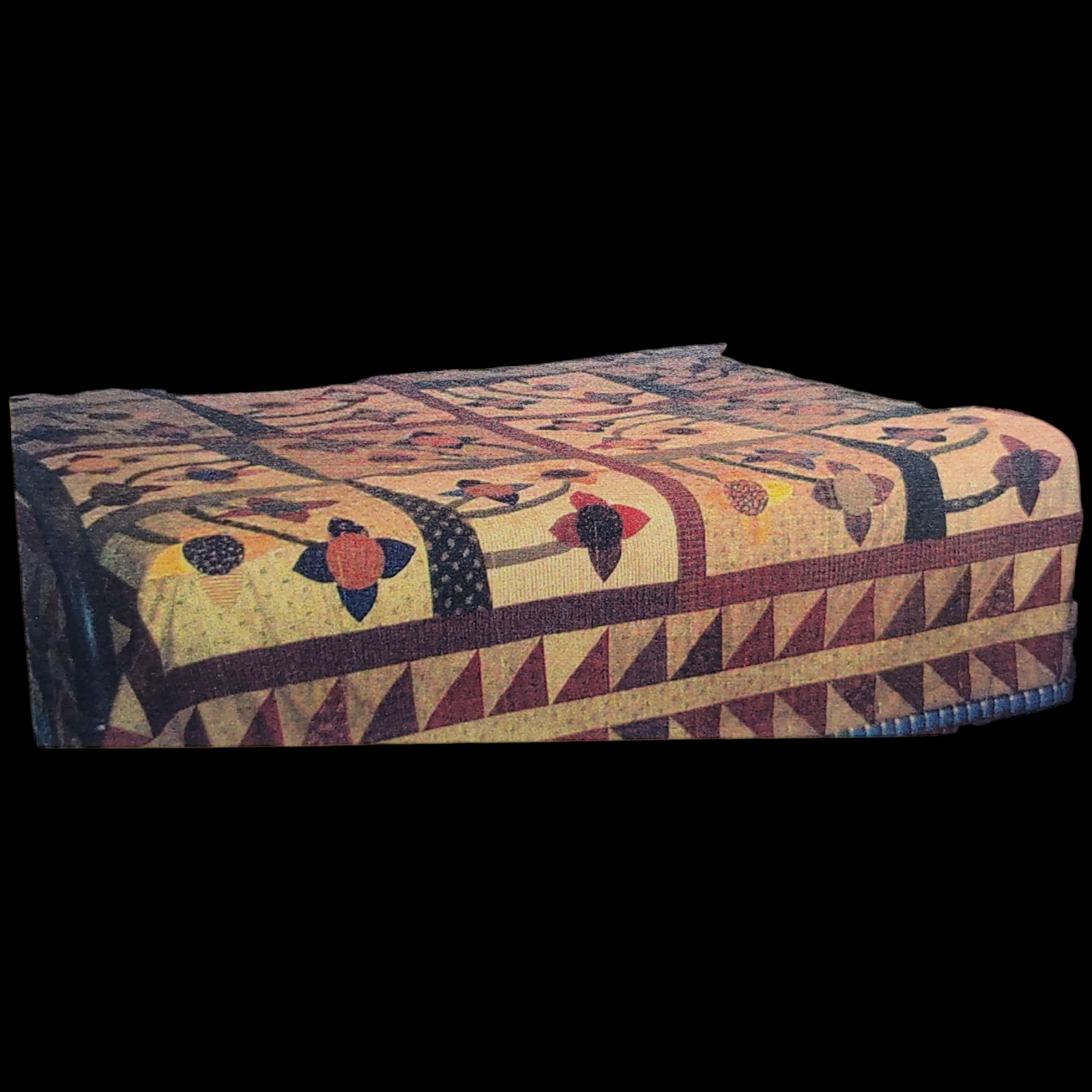 Primitive Floral Applique Quilt Pattern - 88" or 57" Wall Hanging Large Flowers