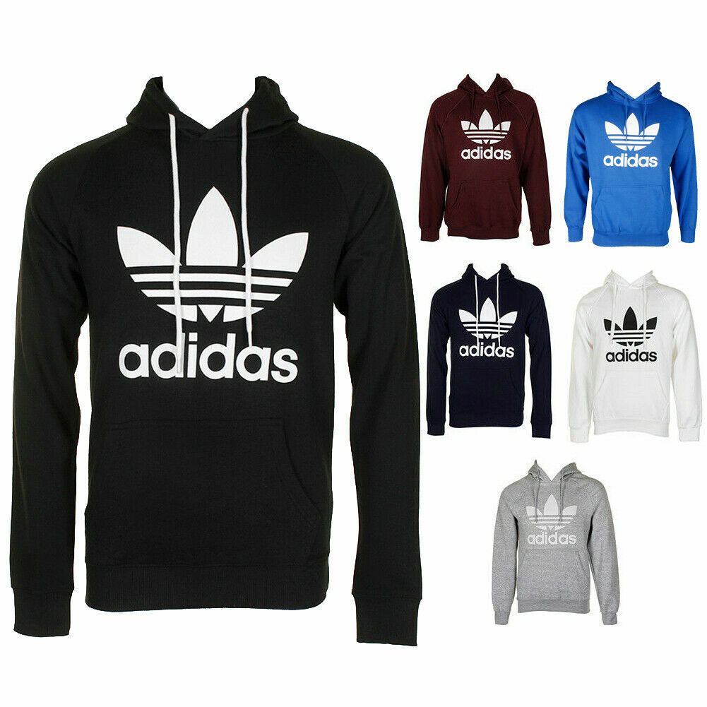 Mens Adidas Trefoil Athletic Hoodie Hooded Sweatshirt Top New With Tags