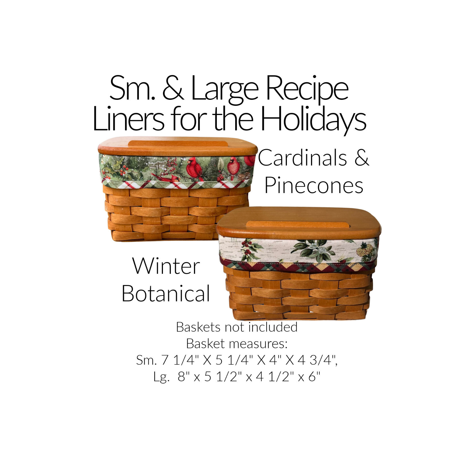 RECIPE LINER for your Sm. or Large Longaberger Recipe Basket ~ Holiday Fabrics