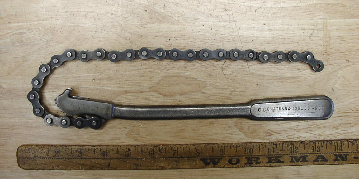 Vintage OTC Owatonna Tool Co.-887-",11-3/4"Chain Pipe Wrench,16" Chain,GOOD