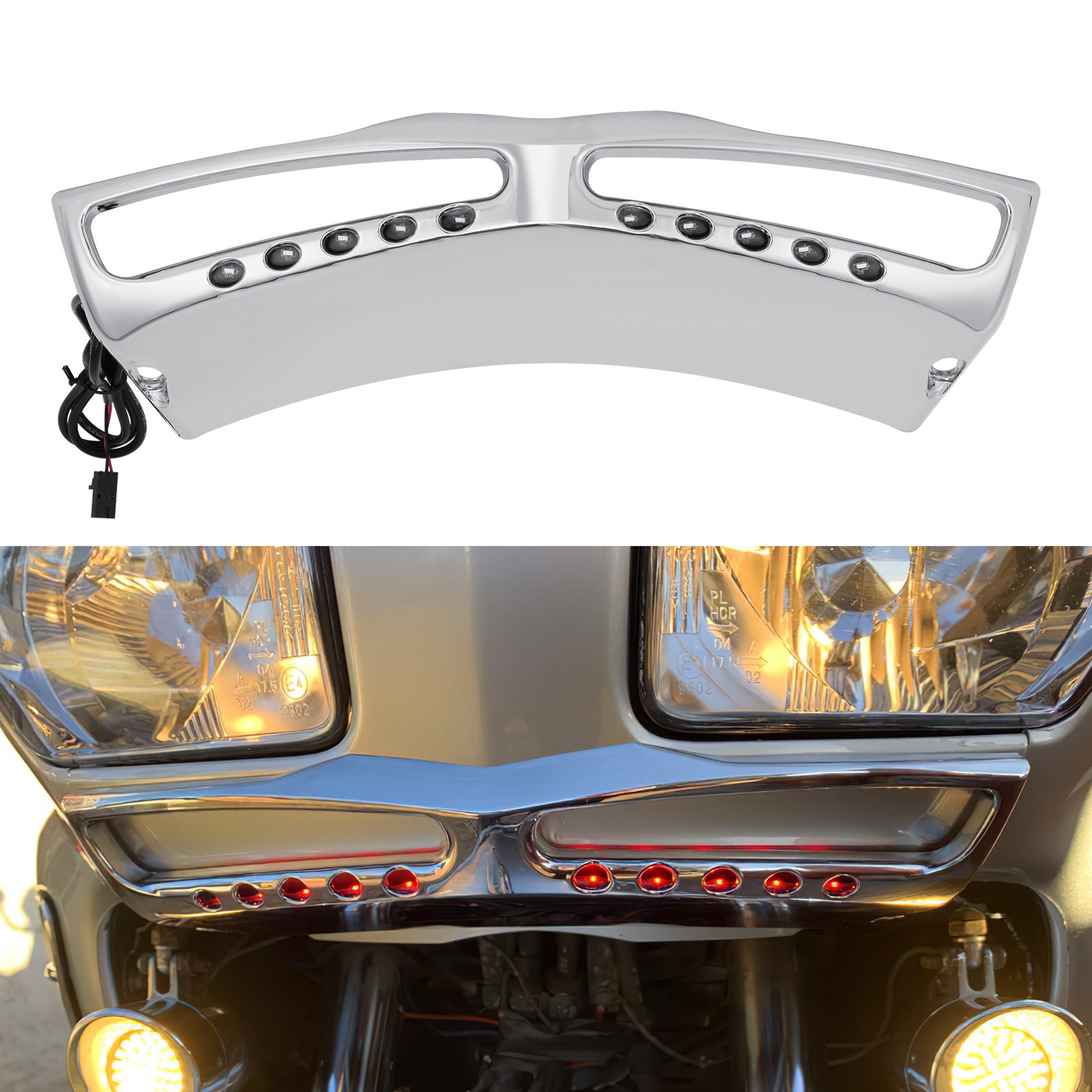 Chrome Fairing Headlight Lower Grill Fit For Honda Goldwing GL1800 2001-2017