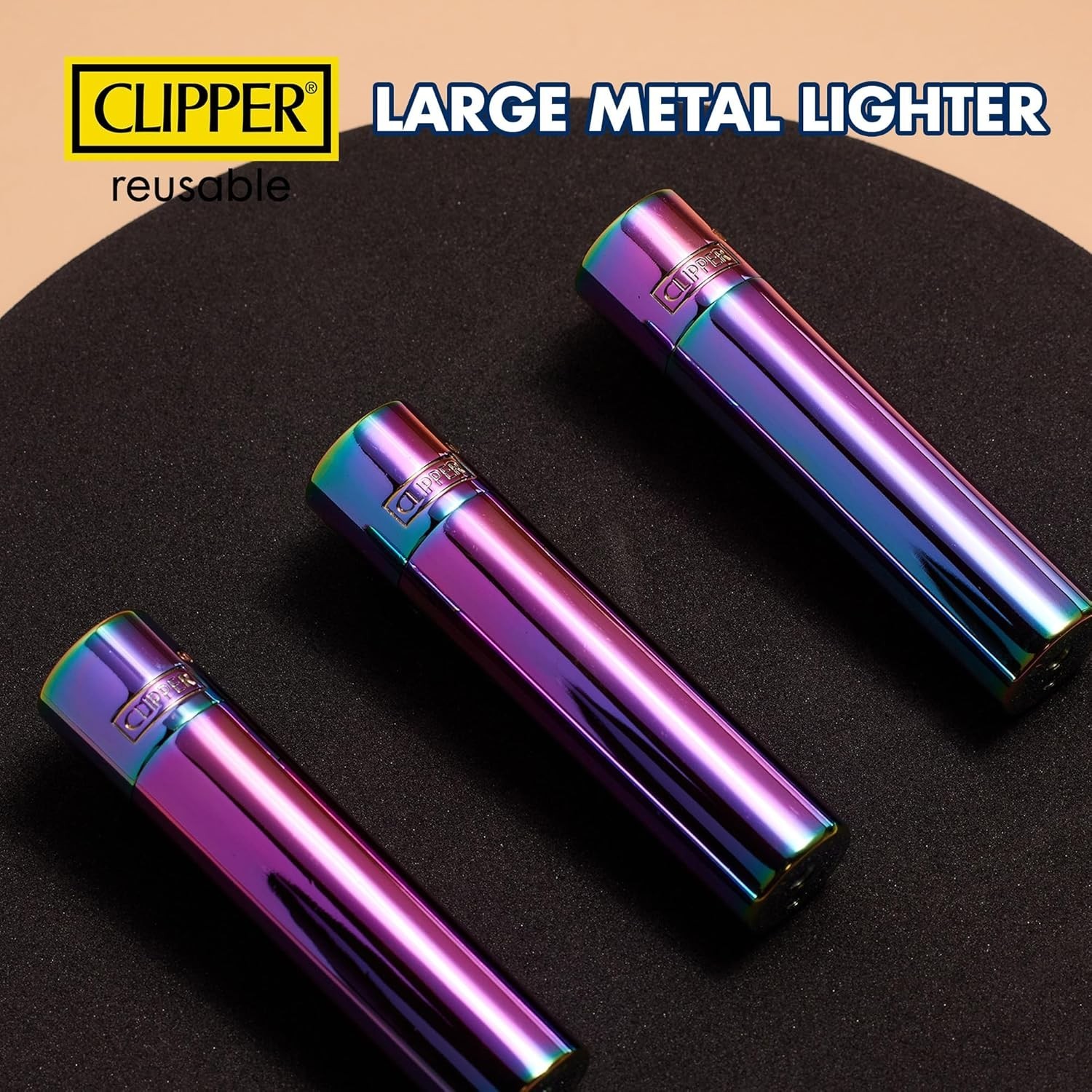 Clipper Metal Lighter - Refillable, Includes Case. ICY Style Butane Lighters