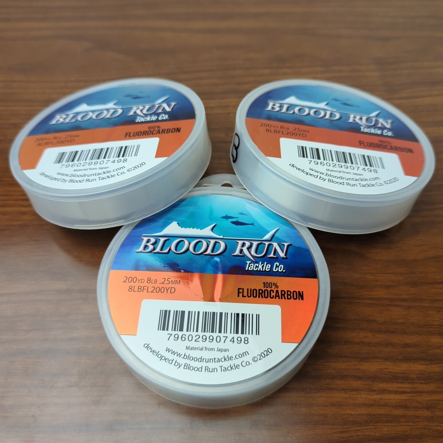 Blood Run Fluorocarbon Leader 200 Yds - 8lb - Lot Of (3) Spools - FREE SHIP!