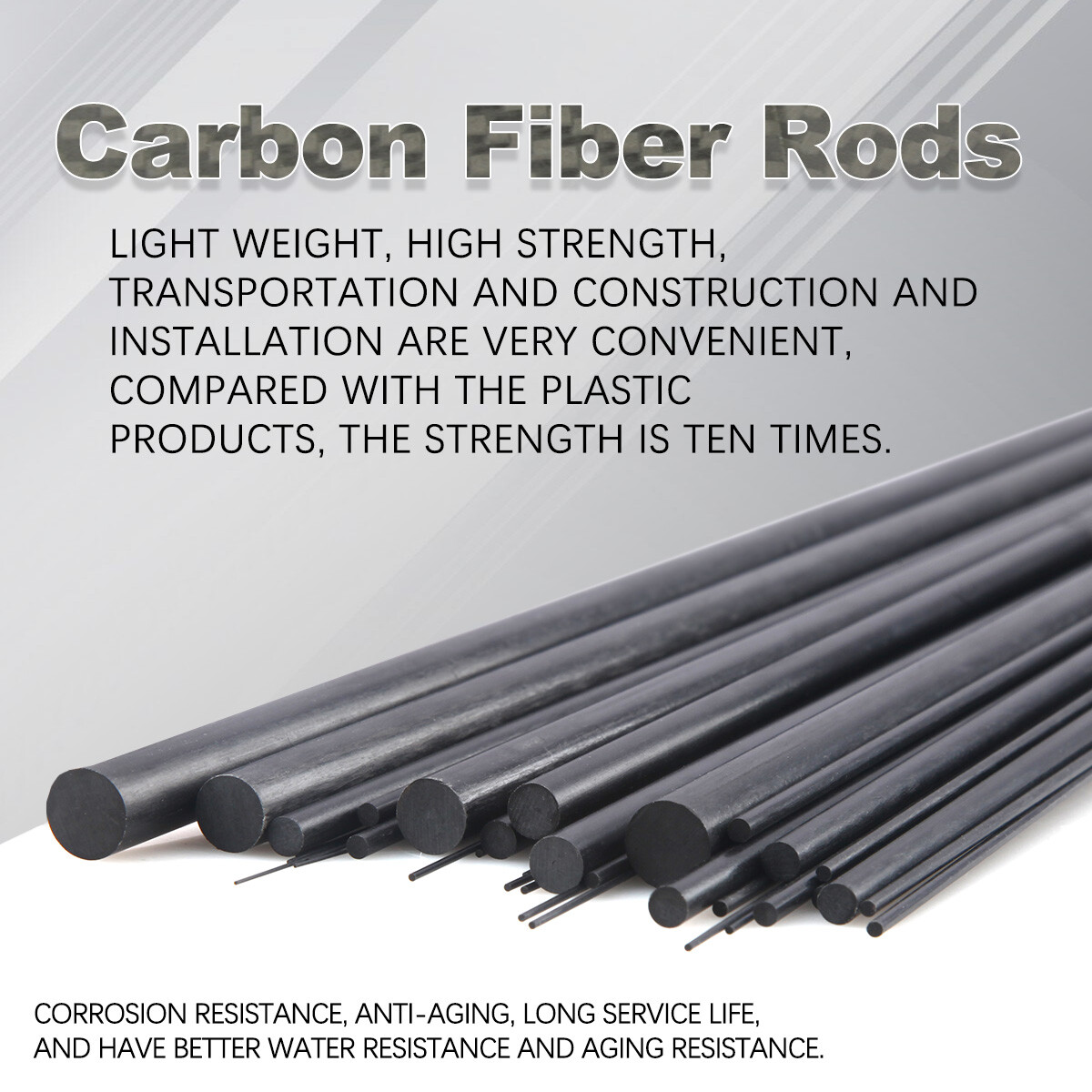 5pcs 4mm Diameter 500mm Length Carbon Fiber Rods Matte Surface Models
