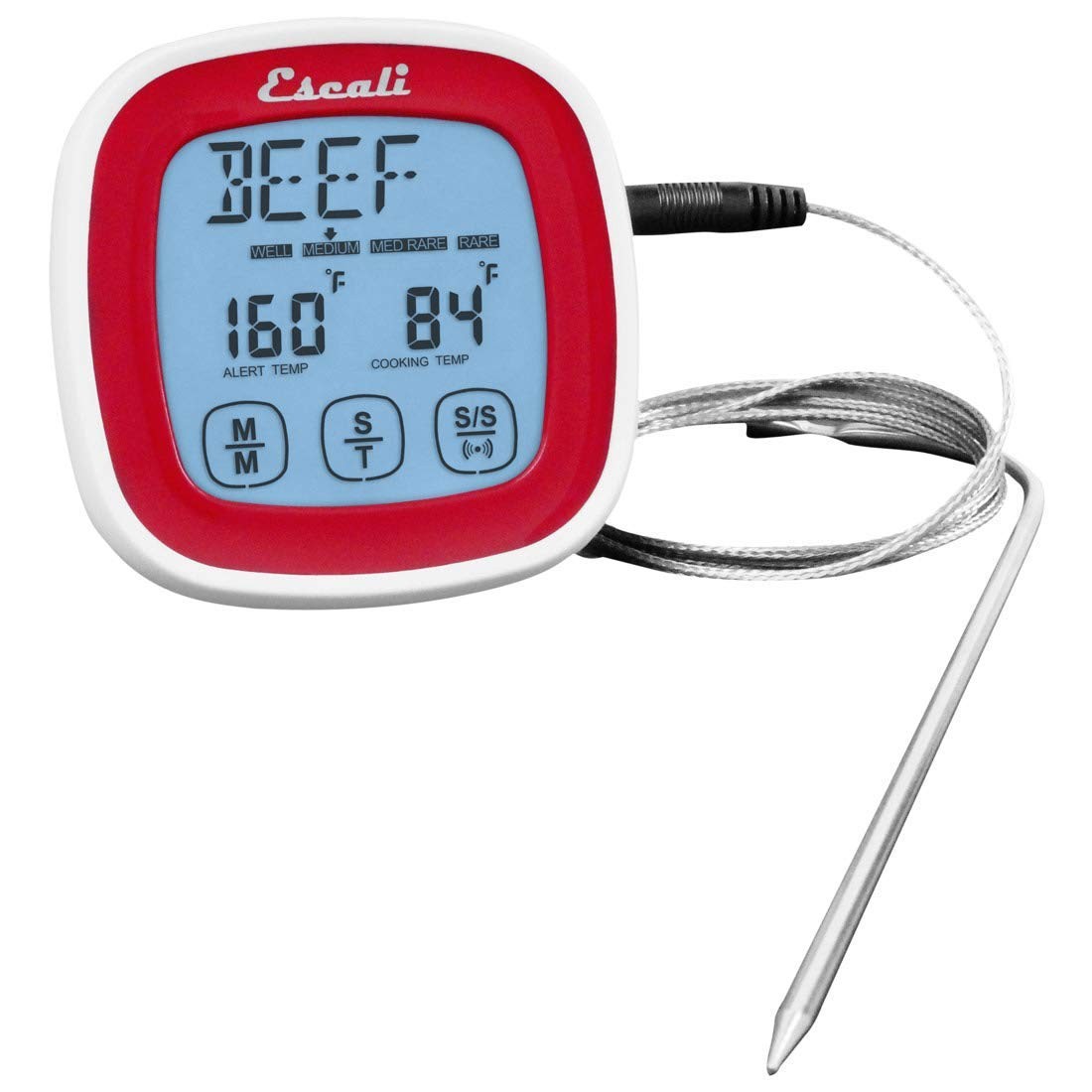 DHR1R Digital Touchscreen Thermometer with Stainless Steel Probe and Timer,...