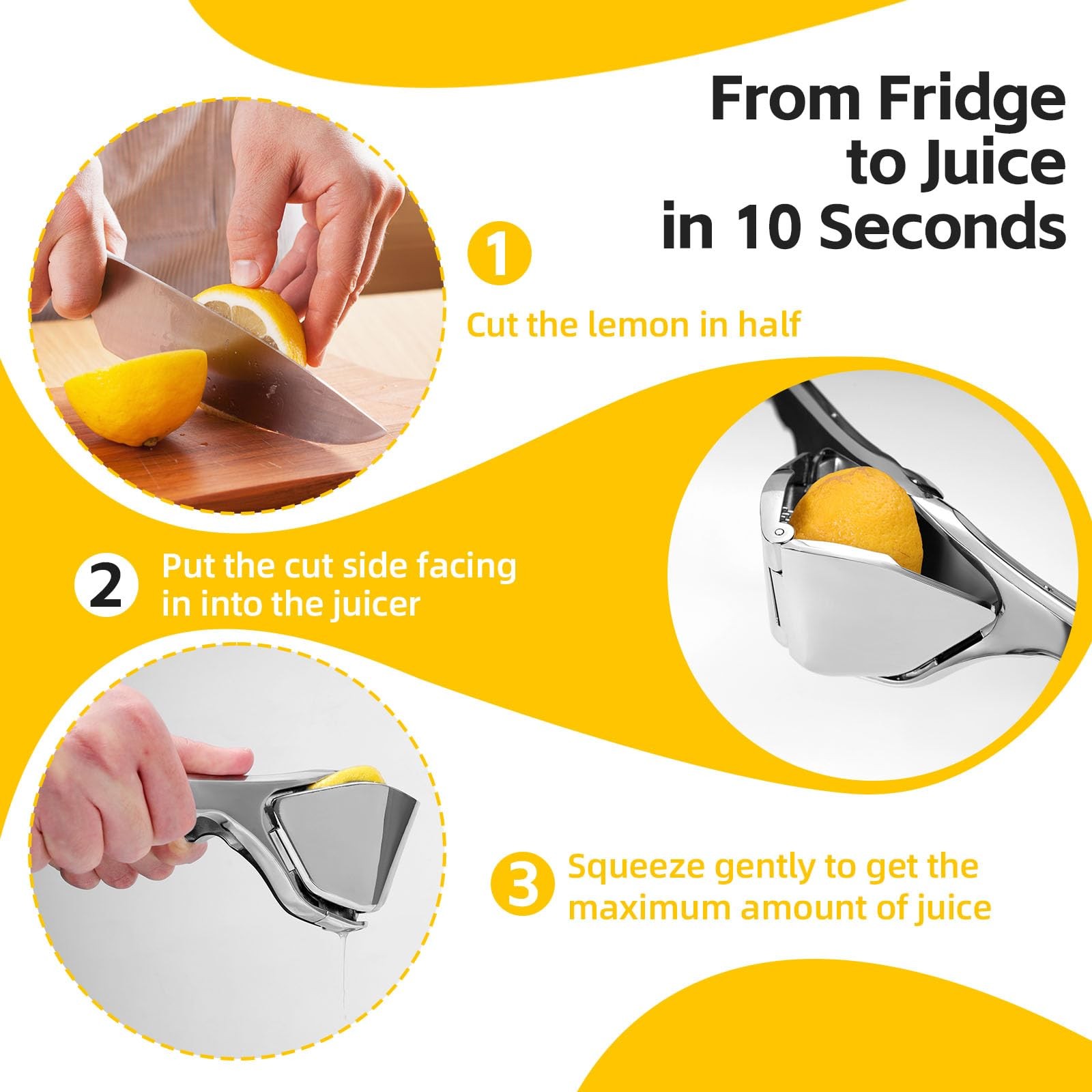 Elyssnova Lemon Squeezer Stainless Steel, Heavy - duty Lime Squeezer, Manual ...