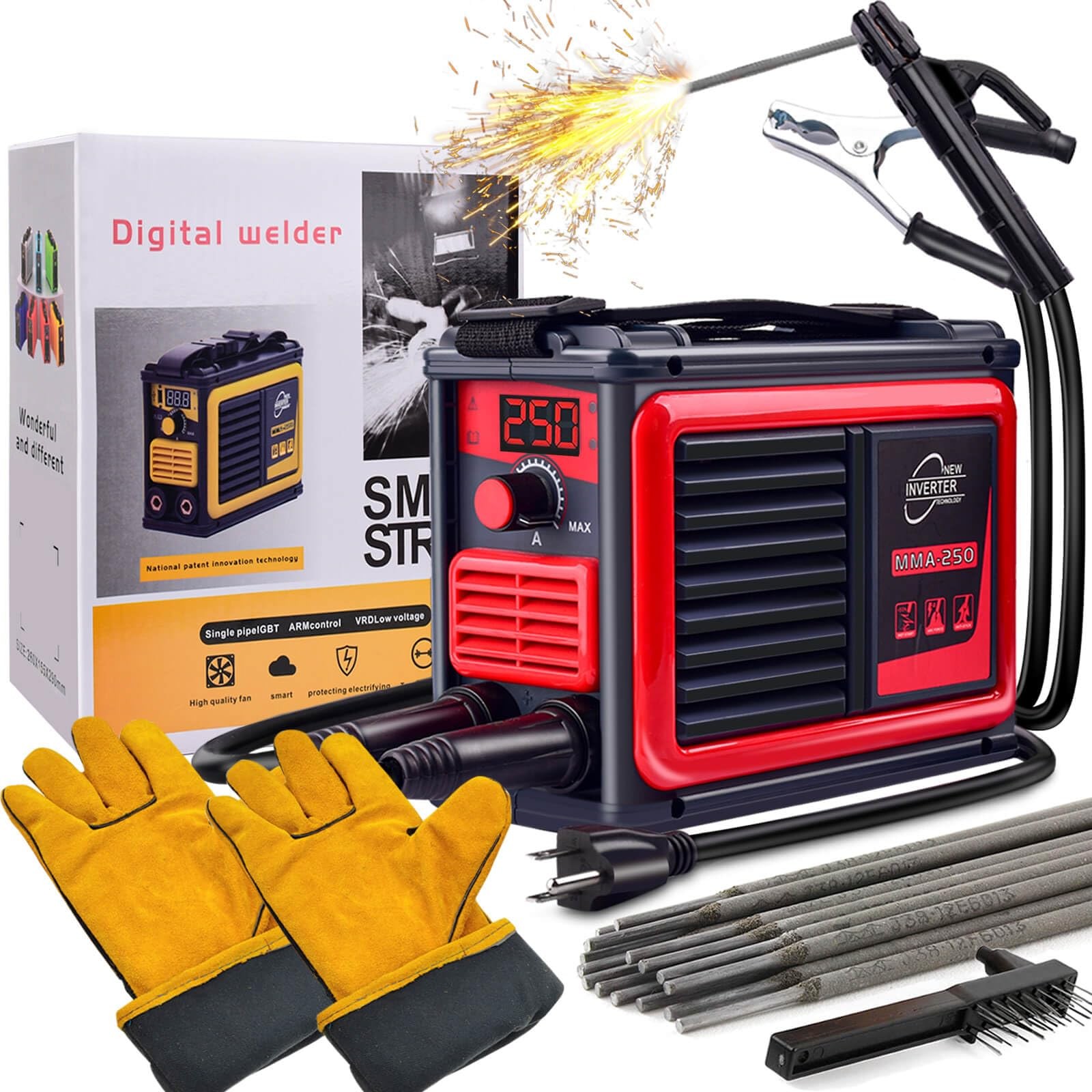 Welding Machine MMA-250A 250A 110V Portable IGBT Digital Display LCD Hot Start