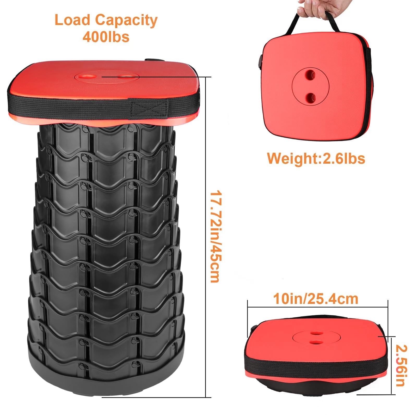 Boreeman Upgraded Collapsible Stool, Square Portable Stool, Lightweight Yet M...