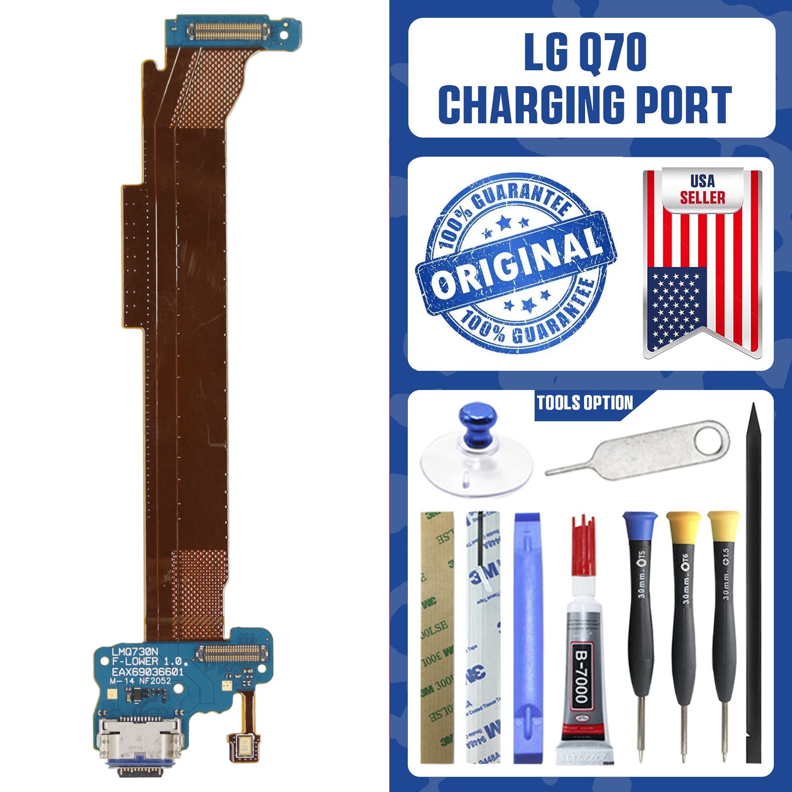 USB Charging Port Board Dock Connector Flex Cable Replacement For LG Q70 LM-Q730