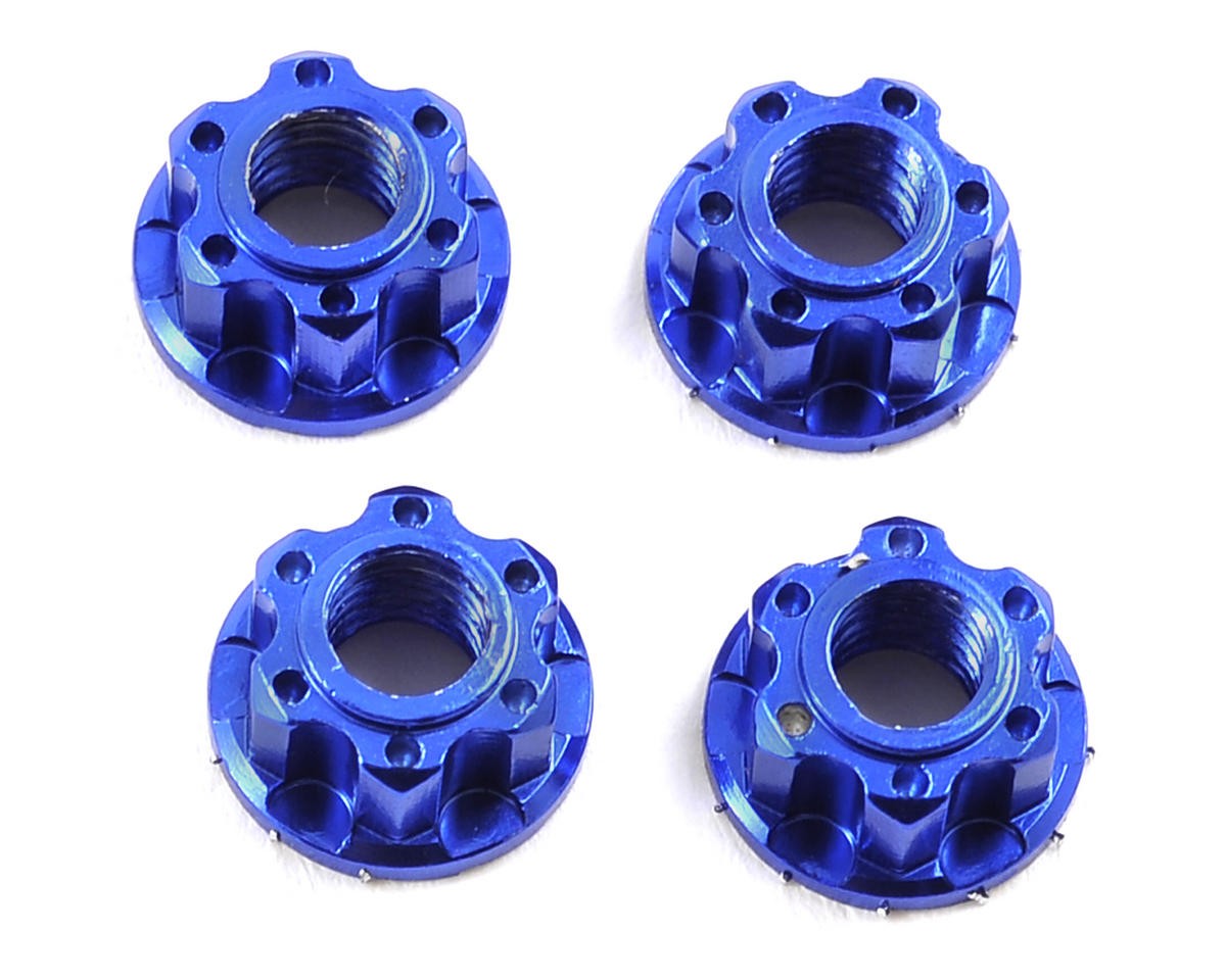Yeah Racing 4mm Aluminum Serrated Wheel Lock Nut (4) (Dark Blue) [YEA-YA-0448DB]