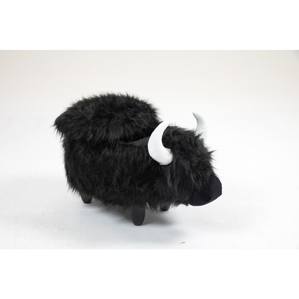 Home 2 Office Kids Harry the Cow Animal Sorage Ottoman Stool - Black Fur