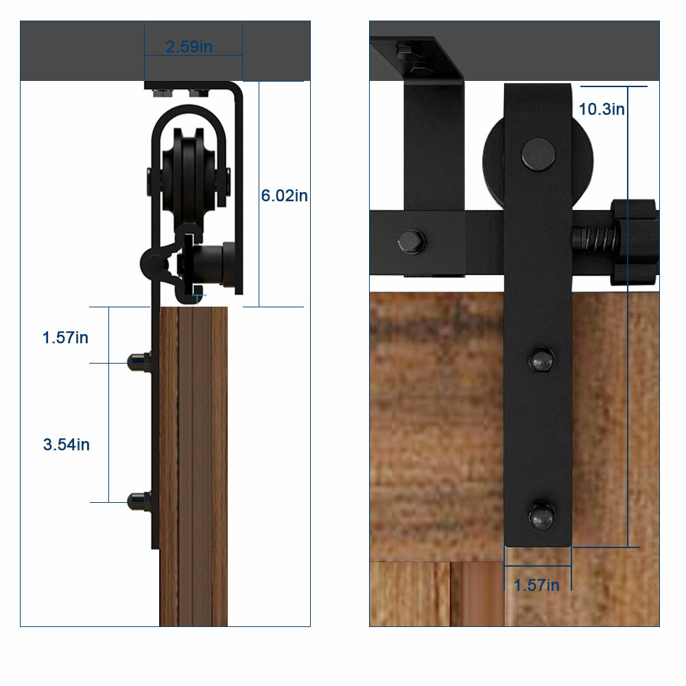 CCJH 4-16FTCeiling Bracket Mount Sliding Barn Door Hardware Track Kit Heavy Duty