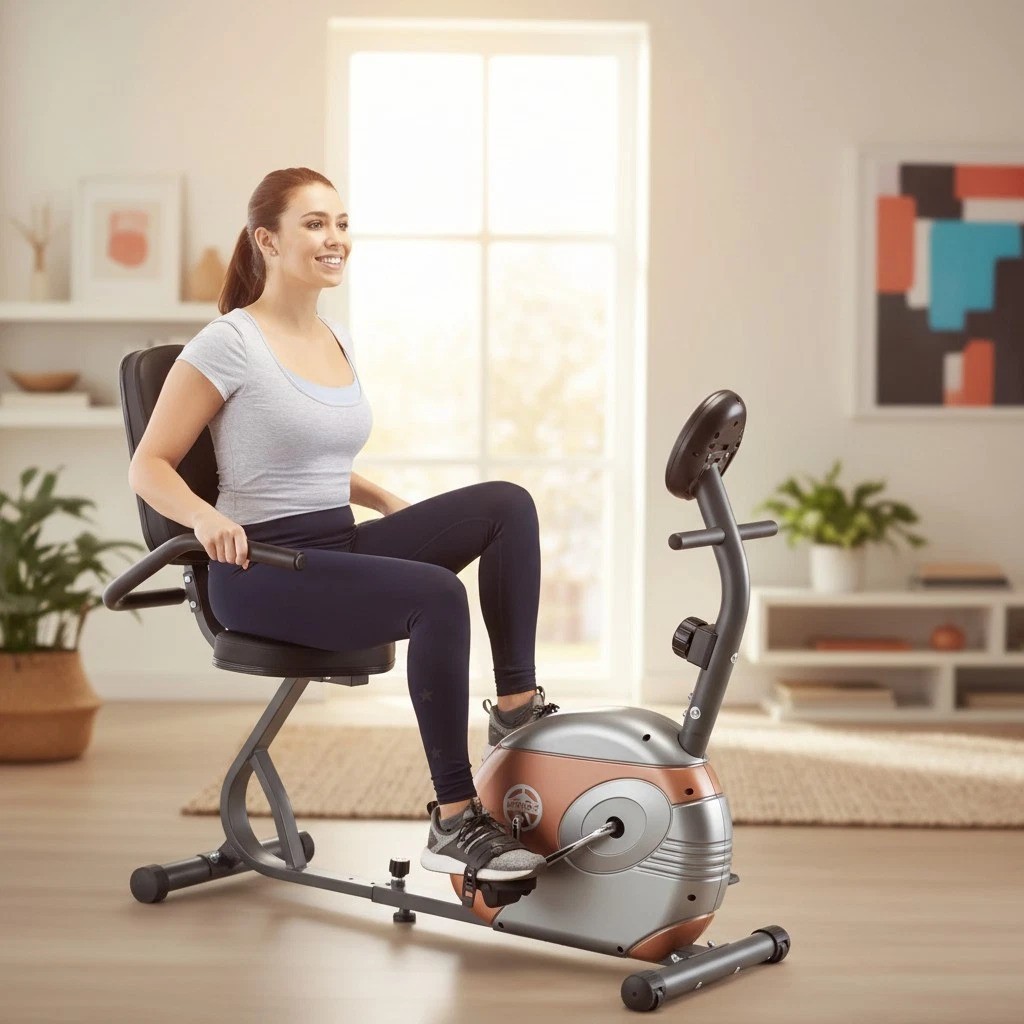 Magnetic Resistance Recumbent Exercise Bike with Comfort Padded Seat for Cardio