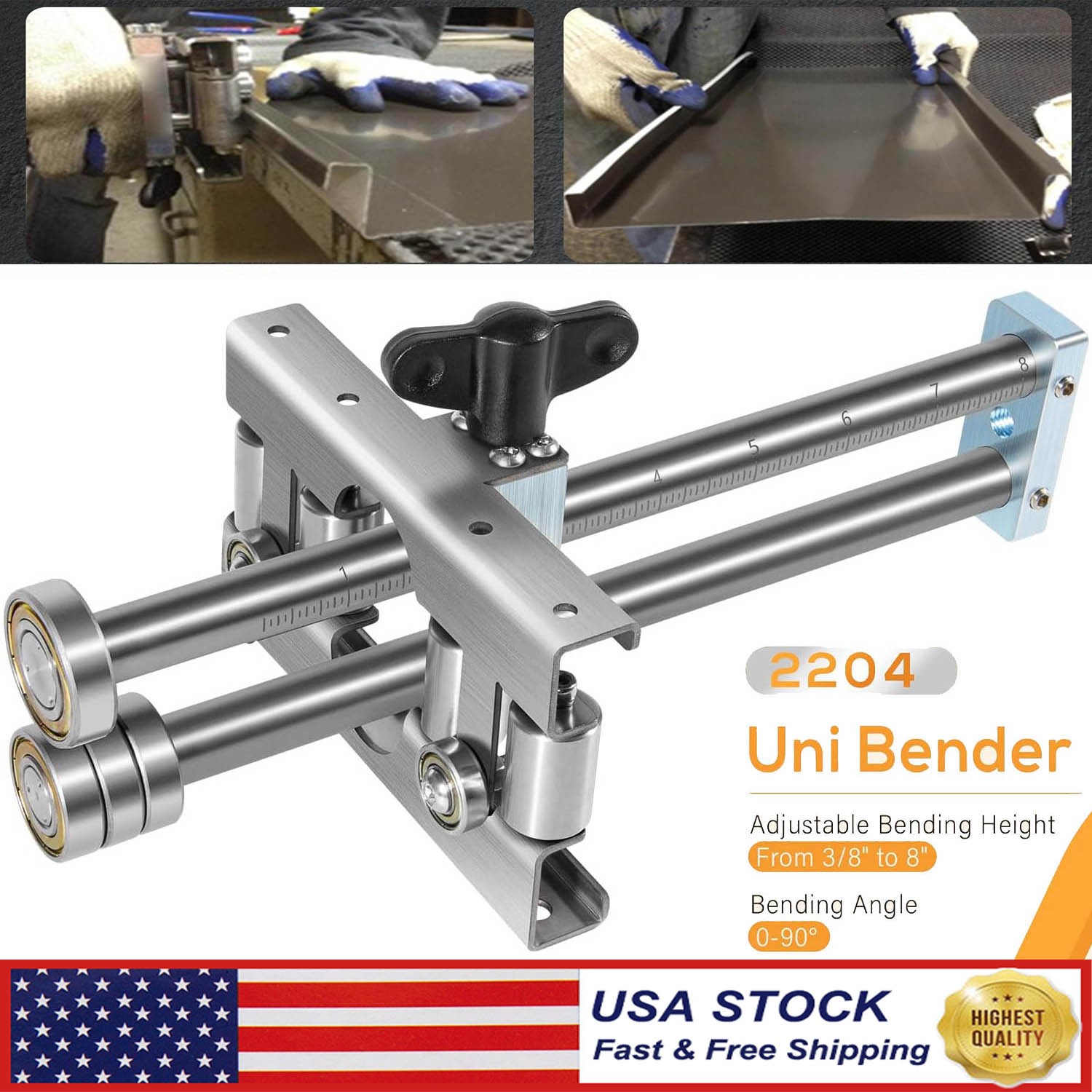 2204 Uni Bender Metal Bending Tool Adjustable Bend Height From 3/8" to 8" 0-90°