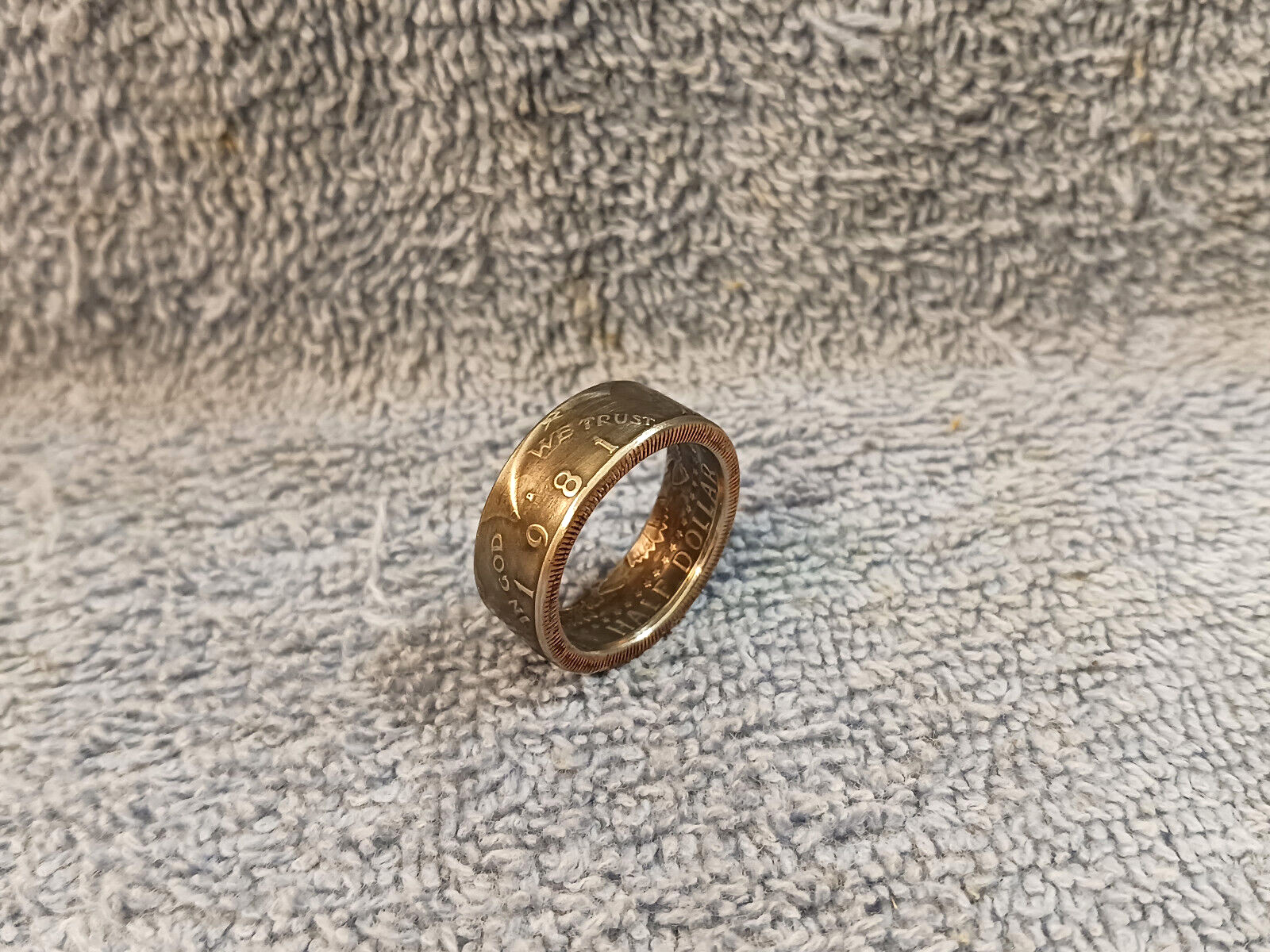 1981 Kennedy Half Dollars  size 10 coin ring  Handmade mixed metals