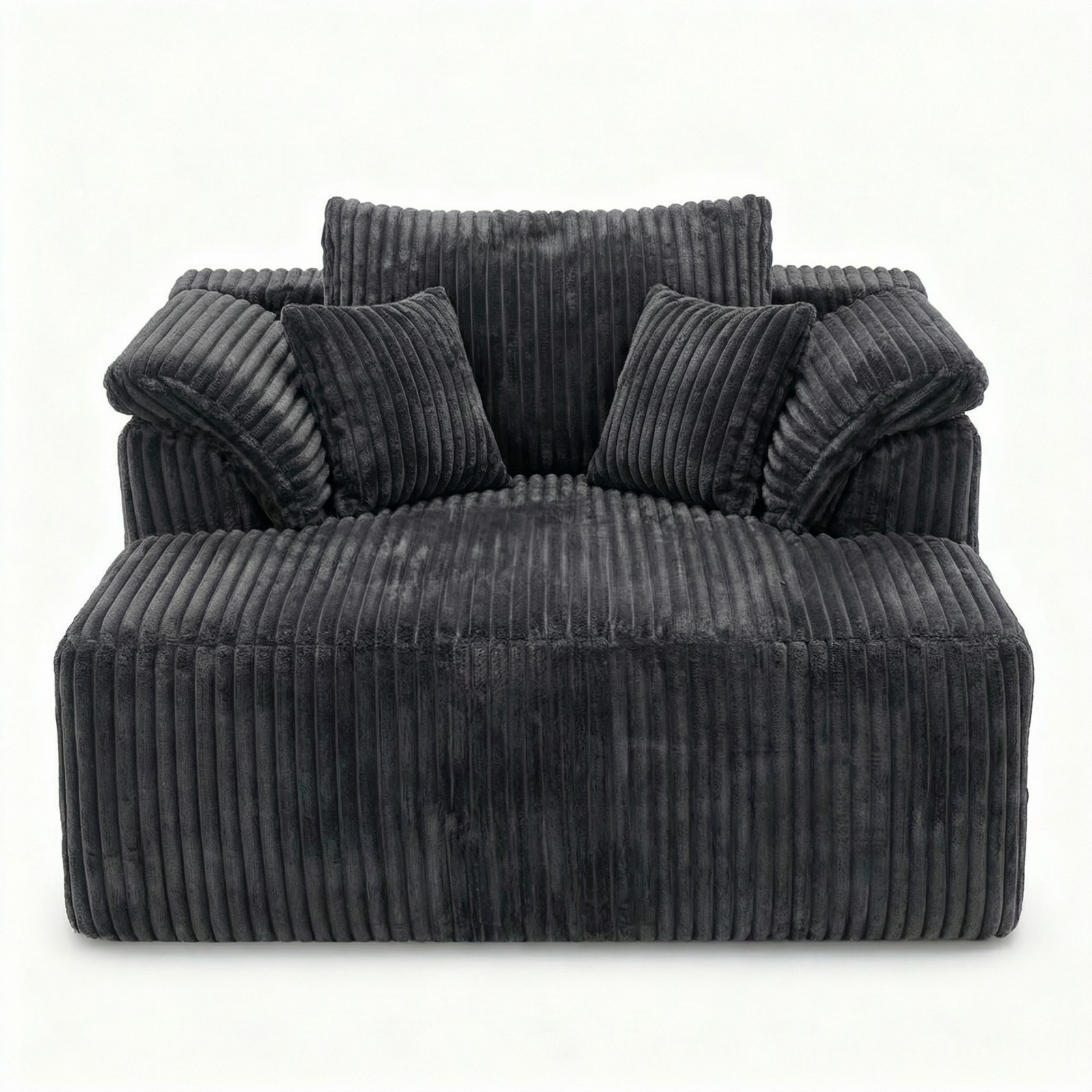 60-inch indoor oversized corduroy lounge chair, no assembly required (Grey)