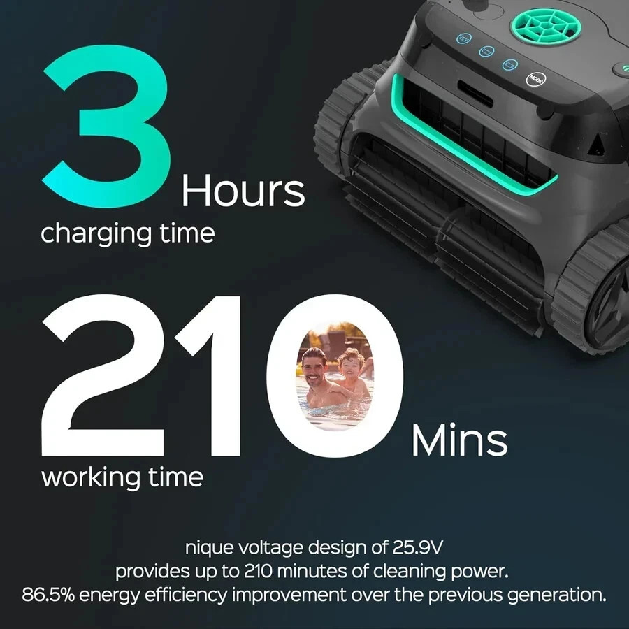 WYBOT S2 Cordless Robotic Pool Cleaner, 210 Mins Runtime, 90W Powerful Suction
