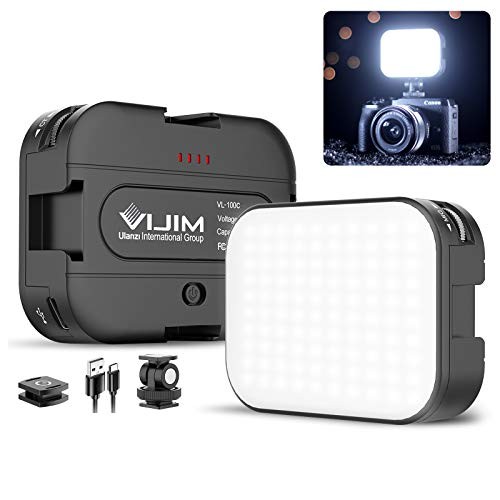 2 Pack VL100C Bi-Color LED Video Light on Camera,Mini Rechargeable VL100C*2