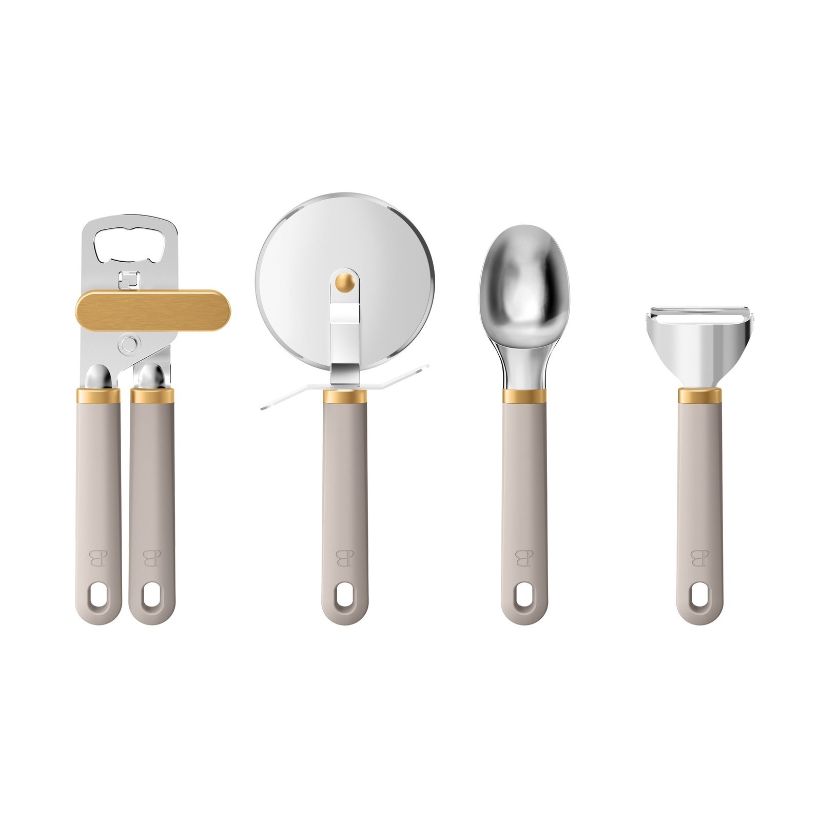 Beautiful Drew Barrymore Set Porcini Taupe Can Opener Pizza Cutter Peeler Scoop