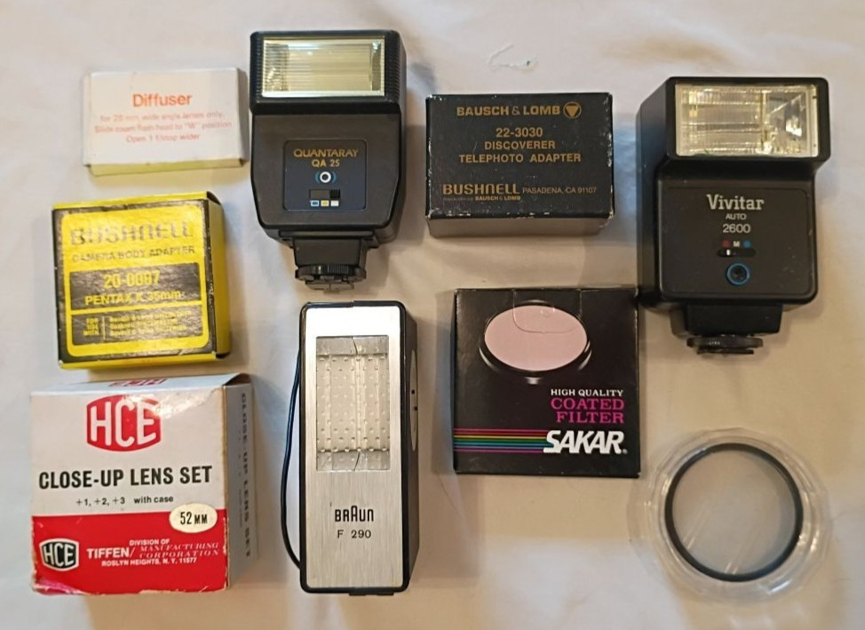 Assorted Lot of Vintage Camera Accessories - Lens Set Flash  Adapter - AS-IS